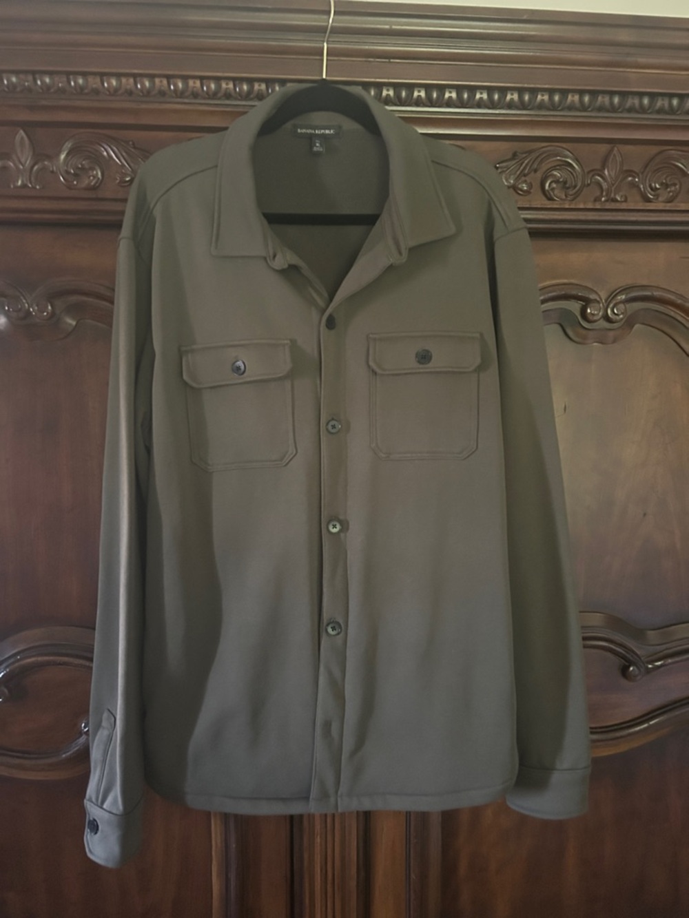 Banana Republic Men's Olive Green Military Field Shirt Jacket